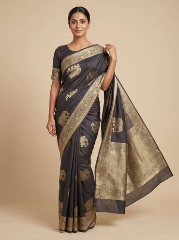 Black Bold Handloom Saree