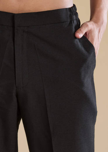 Black Foil Applique Mens Jacket Kurta and Pant Set