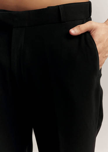 Black Imported Satin Organza Indo Western For Men With Zardosi Embroidery