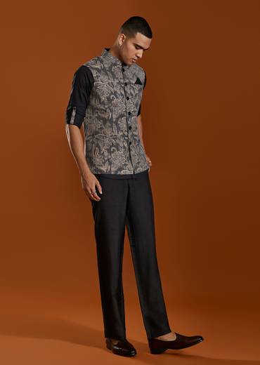 Black Kurta Jacket Set