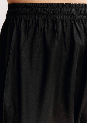 Black Rayon Kurta Jacket Set With Embroidery