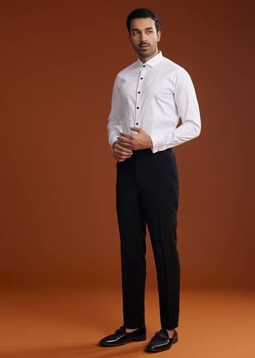 Black Suiting Coat Set With Cutdana Embroidery