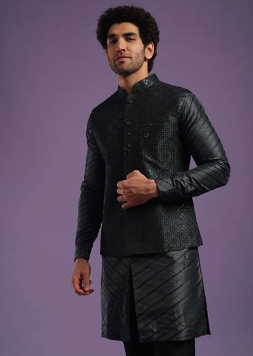 black jacket kurta set-sg132106 2