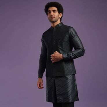 black jacket kurta set-sg132106 2