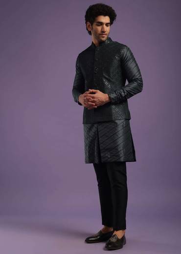 black jacket kurta set-sg132106 2