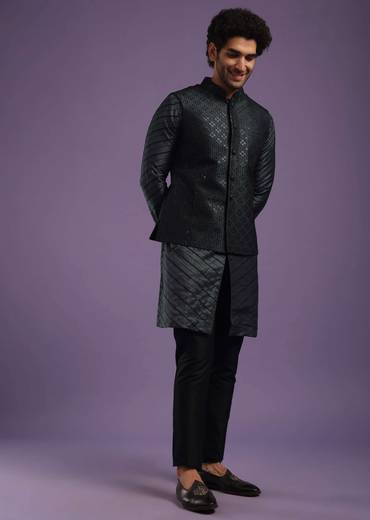 black jacket kurta set-sg132106 2