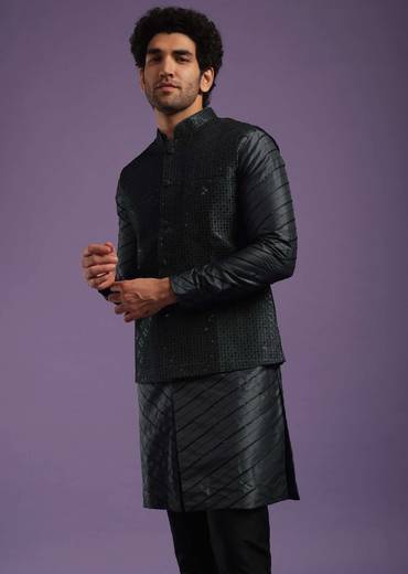 black jacket kurta set-sg132106 2