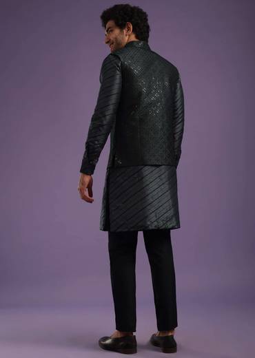 black jacket kurta set-sg132106 2