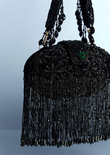 Black Potli With Layered Tassels