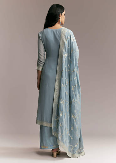 Blue Banarasi Kurta Set