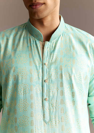 Blue Chanderi Kurta Set