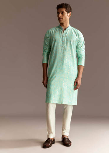 Blue Chanderi Kurta Set