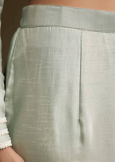 Blue Cotton Kurta Set With Intricate Resham Embroidery