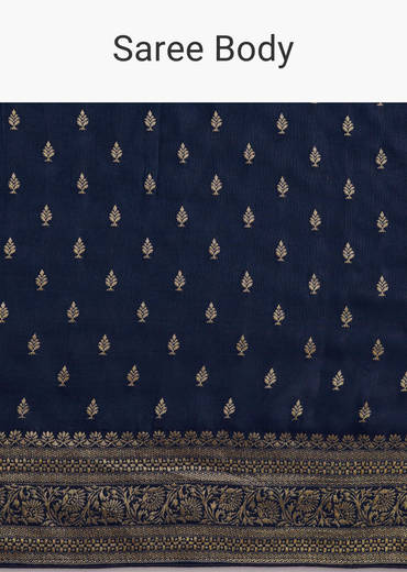 Blue Dola Silk Saree With Zari Border And Butti Work