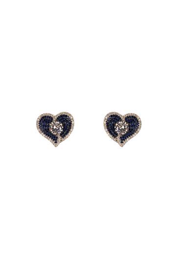 Blue Heart Shaped Cubic Zirconia Stud Earrings