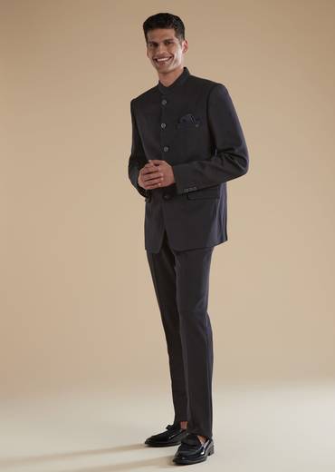 Blue Jodhpuri Set In Classic Plain Finish