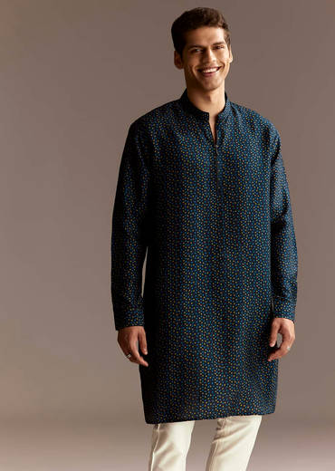 Blue Mirror Work Jacket Set