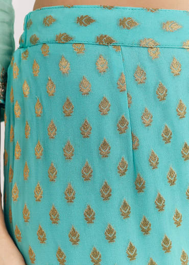 Blue Ombre Kurta Palazzo Suit With Zardosi And Sequins Work