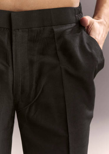 Blue Silk Kurta Jacket Set For Men With Resham Work