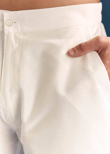 Blue Silk Kurta Set For Men With Thread Embroidery