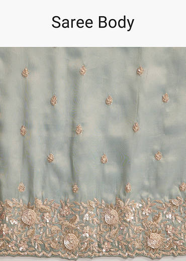 Blue Tissue Saree with Cutwork and Heavy Embroidery