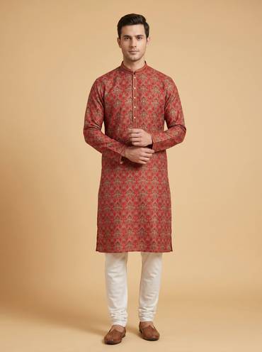 Bold Red Pathani Set