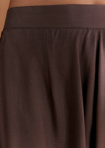 Brown Silk Kurta Set With Floral And Paisley Print