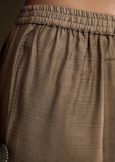 Brown Silk Kurta Set With Zari And Gota Work