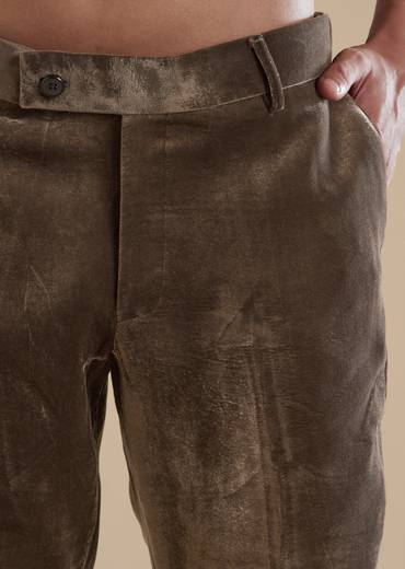 Brown Velvet Mens Jodhpuris with Thread Resham Detail Work