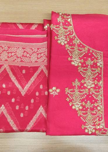 Candy Pink Geometric Pattern Suit