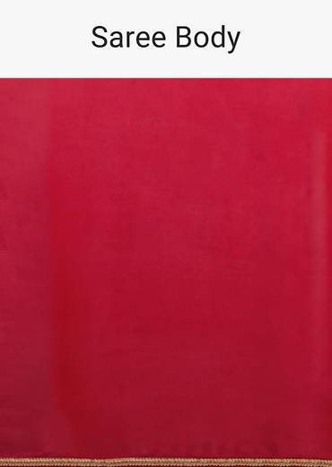 Cherry Red Saree In Georgette With Sequins And Cut Dana Embellished Border And A Ruffle Frill Adorned Crop Top