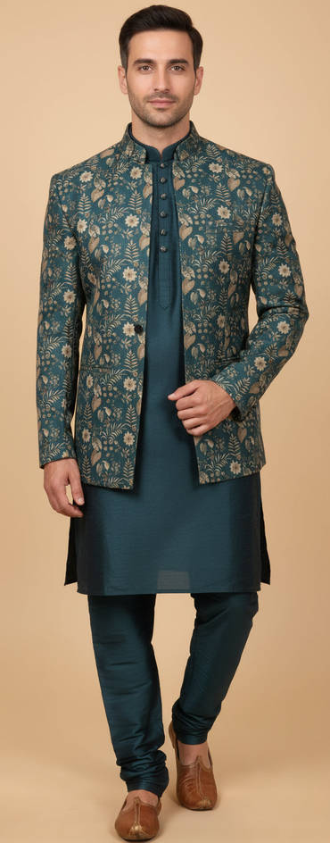 Classic Blue Jacket Kurta Set