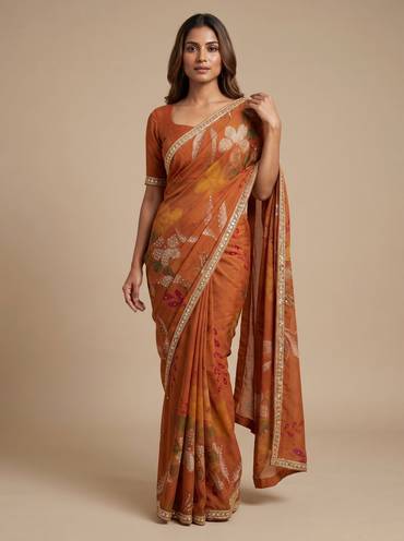 Cocoa Brown Glow Saree