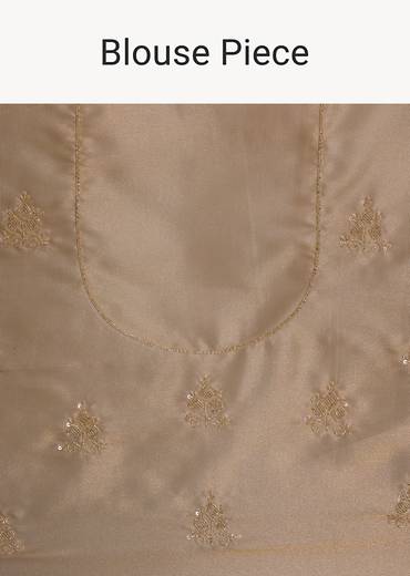 Copper Tissue Saree With Cutdana And Stone Embroidery