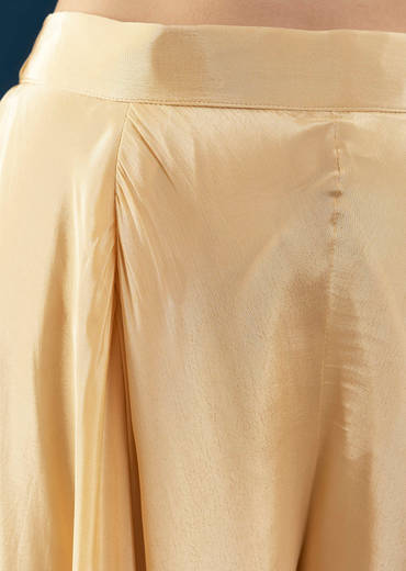 Cream Crepe Crop Top Palazzo Set with Floral Print