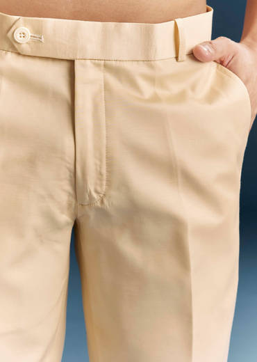 Cream Silk Kurta Jacket Set For Men With Embroidery