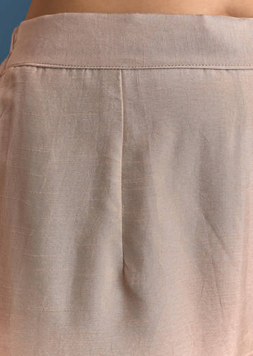 Cream Silk Kurta Palazzo Set With Cut Dana Work