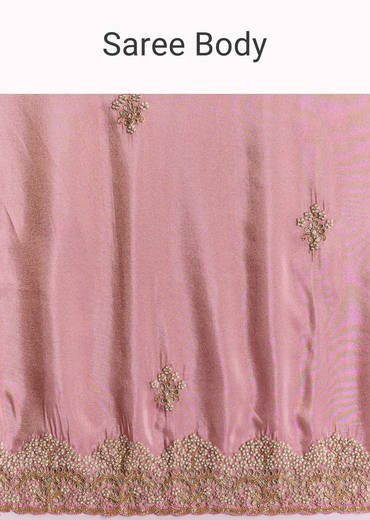 Dark Peach Tissue Saree With Gota Patti Embroidery