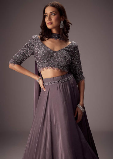 Elegant Purple Lehenga With Double Circular Flare