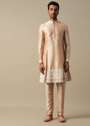 Elegant Peach Indowestern Sherwani Set
