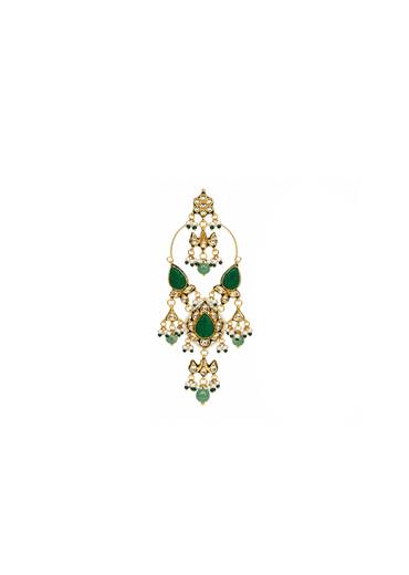 Emerald Kundan Statement Drop Earrings