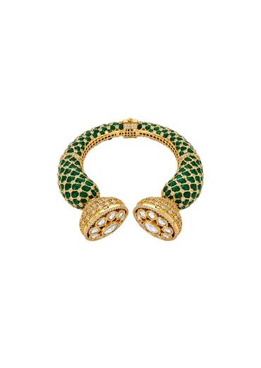 Emerald Moissanite Polki Statement Kada