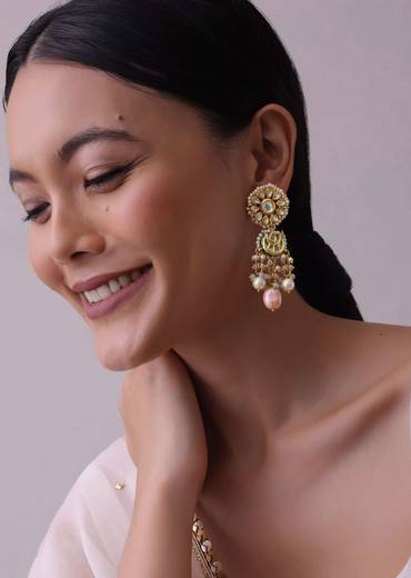 Gold-Finish Kundan Choker Necklace Set With Multicolor Meenakari Work In Mix Metal