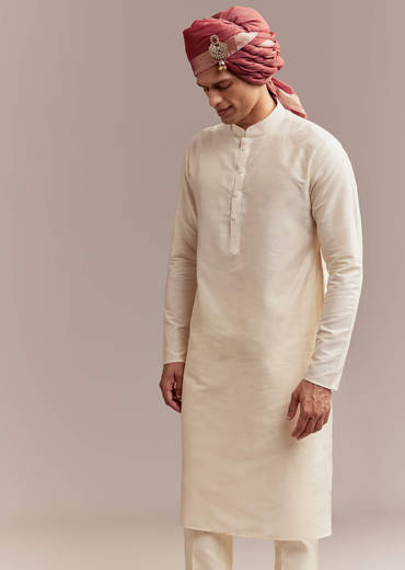 Gold Silk Sherwani For Groom With Intricate Hand Work