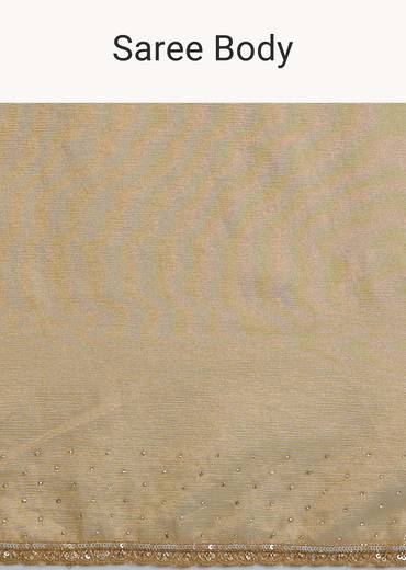 Gold Tissue Saree With Cutdana Sequins And Beads Embroidery