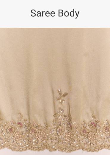 Gold Tissue Silk Saree With Scallop Border And Rich Embroidered Unstitched Blouse