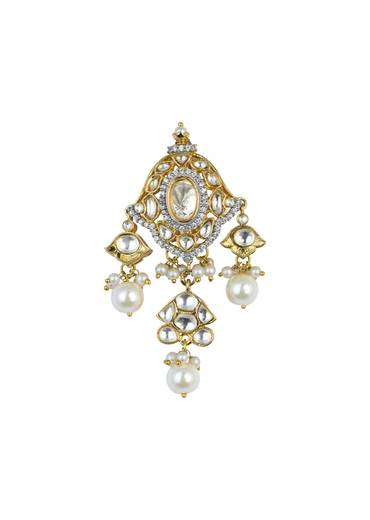 Gold Finish Kundan Polki Choker And Earrings Set In Mix Metal