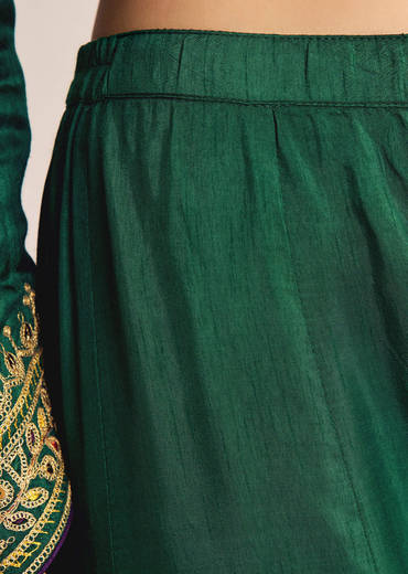 Green Organza Kurta Sharara Suit With Zari Butti Work