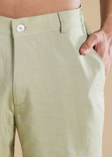 Green Silk Jacket Kurta Set with Thread Work