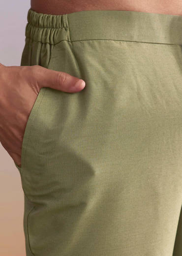 Green Silk Kurta Jacket Set For Men With Intricate Hand Embroidery